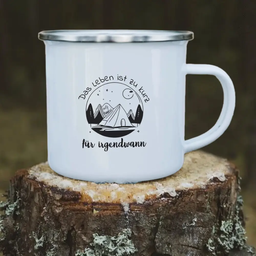 Camping Emaille Tasse Zeit fürs Leben Fahrtwind