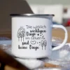 Camping Emaille Tasse "Die wirklich wichtigen Dinge im Leben sind keine Dinge" – Bild 5