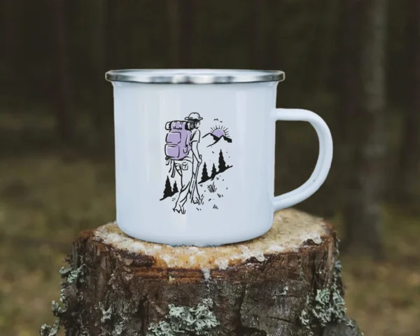 Camping Emaille Tasse "Die einzige Reise, die man bereut, ist die, die man nicht gemacht hat" – Bild 6