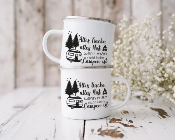 Camping Emaille Tasse "Alles Kacke, alles Mist, wenn man nicht beim Campen ist" – Bild 6