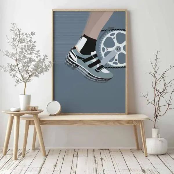Fahrrad Poster WandbildA1 poster on table pastel blue leg