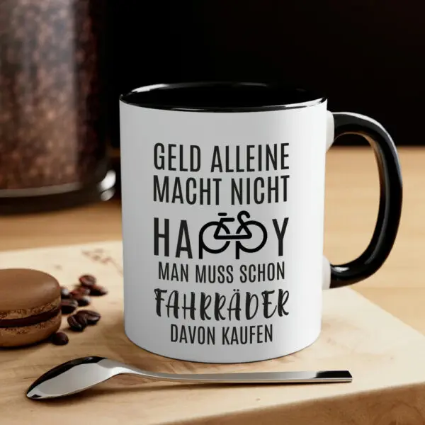 Fahrrad Tasse mit Spruch - Geld alleine macht nicht Happy, man muss schon Fahrräder davon - 3