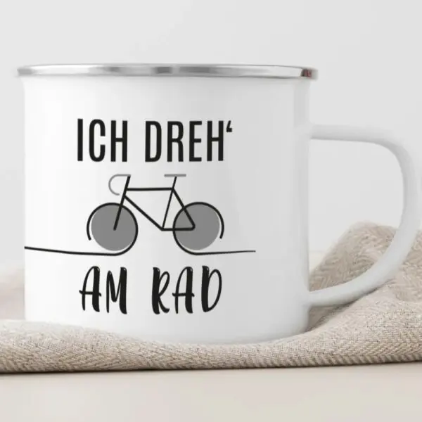 Fahrrad Emaille Tasse - 12 - Man erlebt mich selten radlos