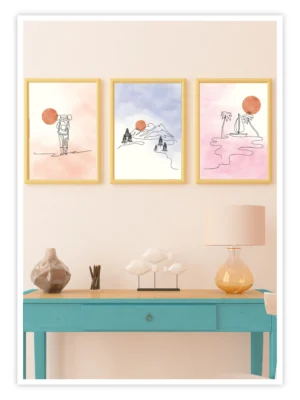 Natur-Poster-3-teilig-„One-Line-Kunstwerk“-Titelbild