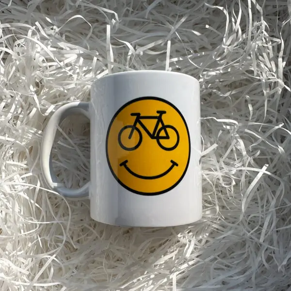 Kaffeetasse Fahrrad | Gelbes Fahrrad Smylie - perfektes Fahrrad Geschenk-01