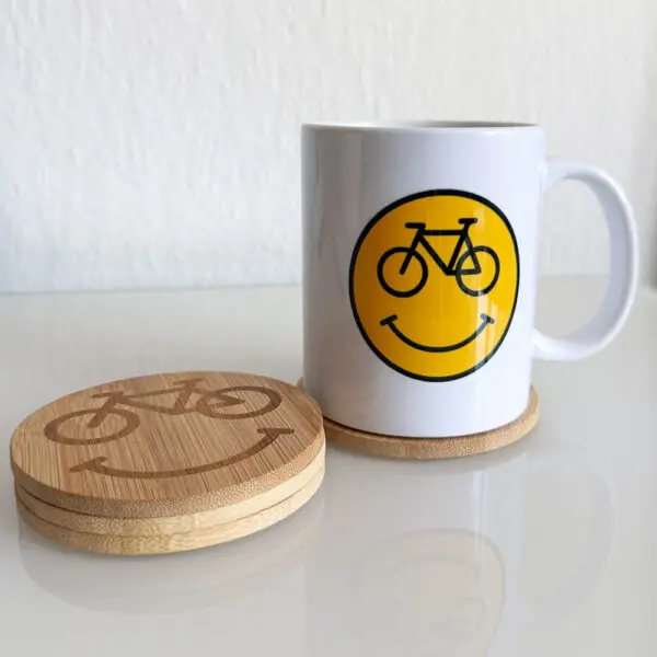 Kaffeetasse Fahrrad | Gelbes Fahrrad Smylie - perfektes Fahrrad Geschenk-02