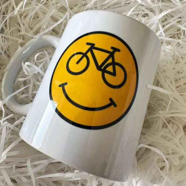 Kaffeetasse Fahrrad | Gelbes Fahrrad Smylie - perfektes Fahrrad Geschenk