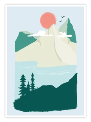 Natur-Poster-„Bergwald“-Wandbild-Titelbild