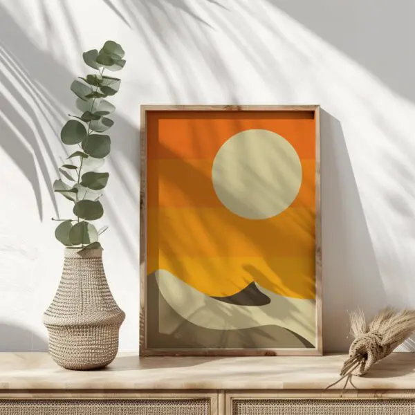 Natur Wandbild Illustration CampingA3 on table desert sun