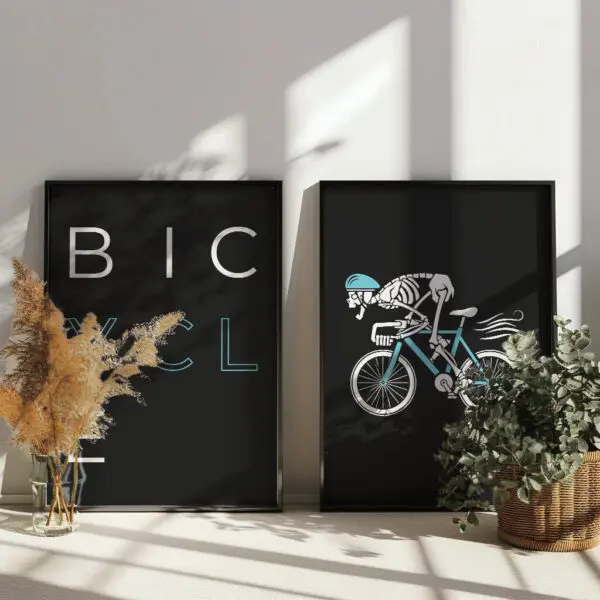 Fahrrad-Poster-Racing Bones-Wandbild-BICYCLE A1 diptych plus greens