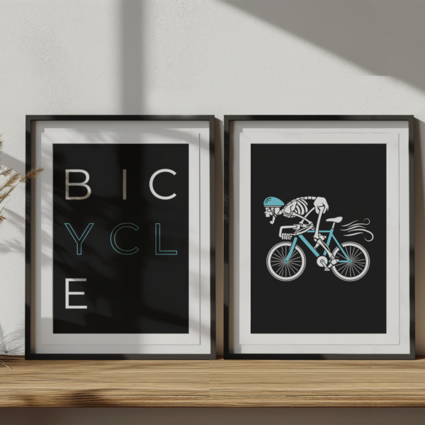 Fahrrad-Poster-Racing Bones-Wandbild-BICYCLE A3 diptych