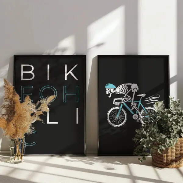 Fahrrad-Poster-Racing Bones-Wandbild-BIKEOHOLIC A1 diptych plus greens