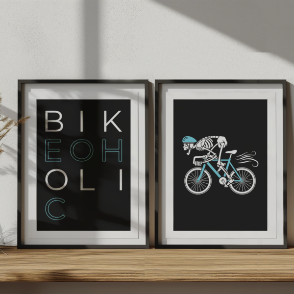 Fahrrad-Poster-Racing Bones-Wandbild-BIKEOHOLIC A3 diptych