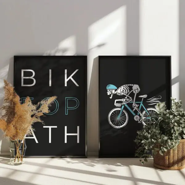 Fahrrad-Poster-Racing Bones-Wandbild-BIKEOPATH A1 diptych plus greens