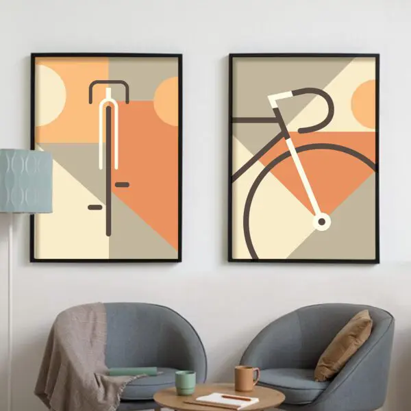 Fahrrad-Poster-WandbildDiptich Bike posters A1