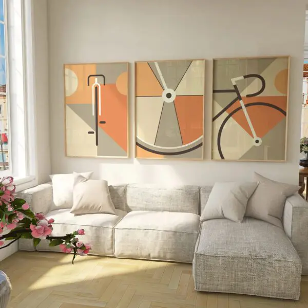 Fahrrad-Poster-wandbild-rennrad3ptich in shiny livingroom