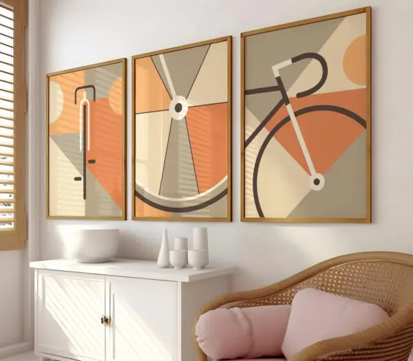 Fahrrad-Poster-wandbild-rennradA1 poster in livingroom white and ochra