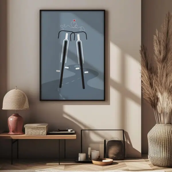 Fahrrad Poster Illustration WandbildA1 light blue 2