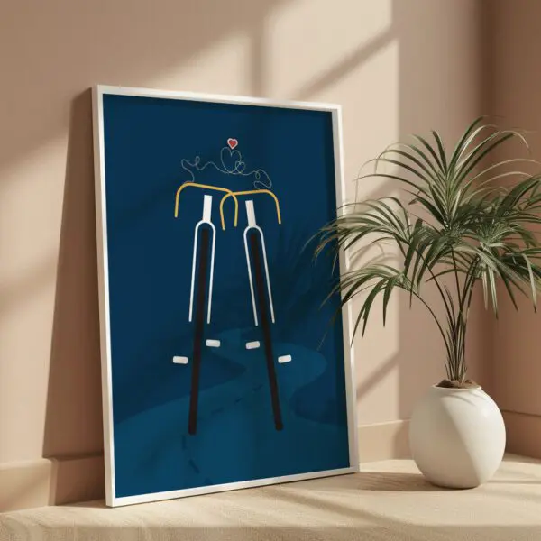 Fahrrad Poster Illustration WandbildA2 dark blue