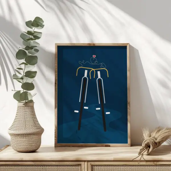 Fahrrad Poster Illustration WandbildA3 dark blue 1