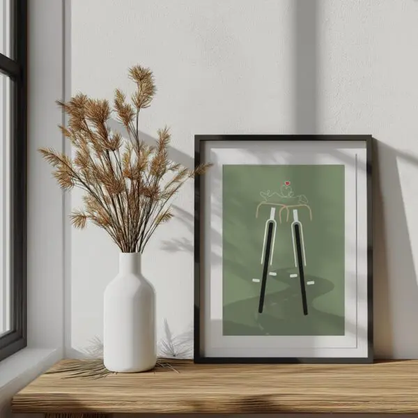 Fahrrad Poster Illustration WandbildA4 green