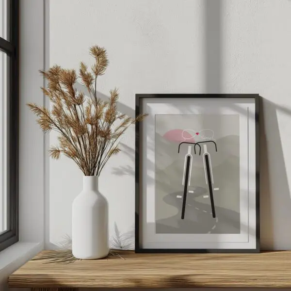 Fahrrad Poster Illustration WandbildA4 pastel Ochra