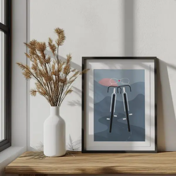 Fahrrad Poster Illustration WandbildA4 pastel blue