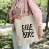 Baumwolltasche Jutebeutel Fahrrad "RIDE A BIKE" – Bild 3
