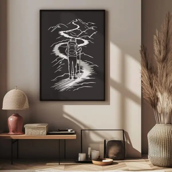 Wandbild Wandern | Poster Artwork "Step by Step" für Wanderfreunde