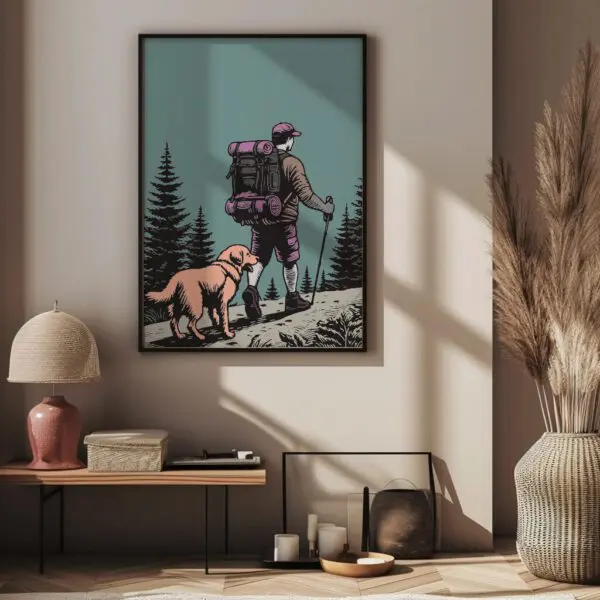 Wandbild Wandern mit Hund | Poster Artwork „Trail Companion" für Wanderfreunde – Bild 4