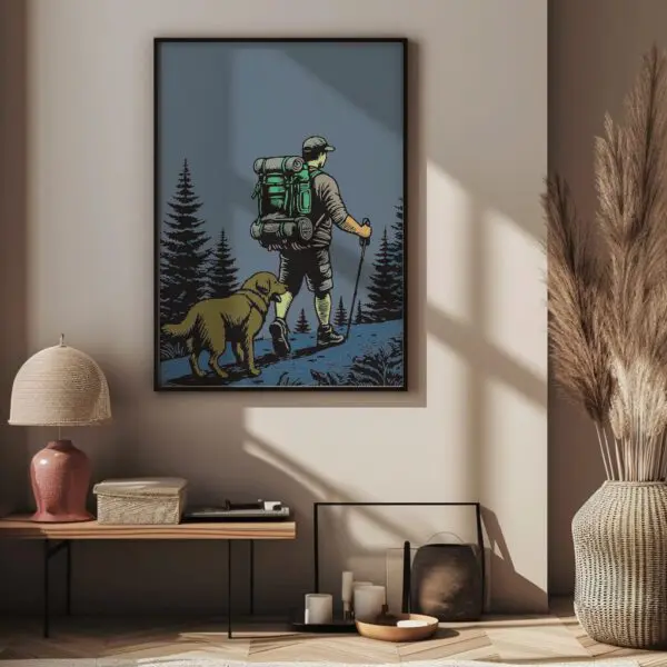 Wandbild Wandern mit Hund | Poster Artwork „Trail Companion" für Wanderfreunde – Bild 8