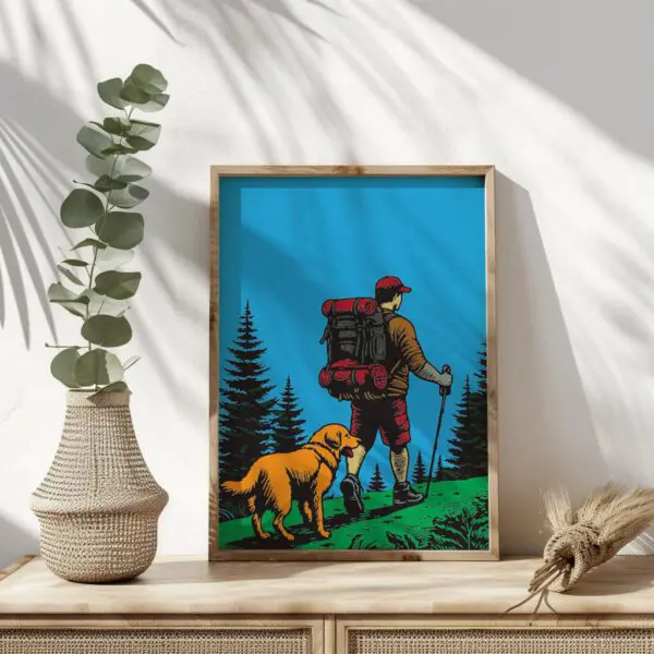 Wandbild Wandern mit Hund | Poster Artwork „Trail Companion" für Wanderfreunde – Bild 7