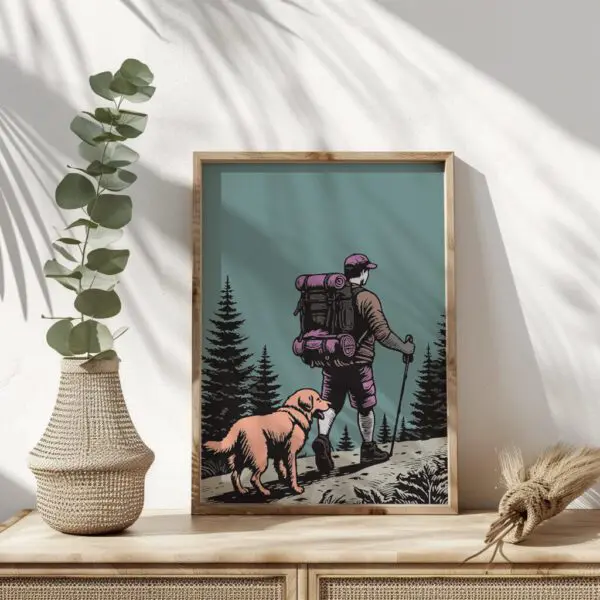 Wandbild Wandern mit Hund | Poster Artwork „Trail Companion" für Wanderfreunde – Bild 5