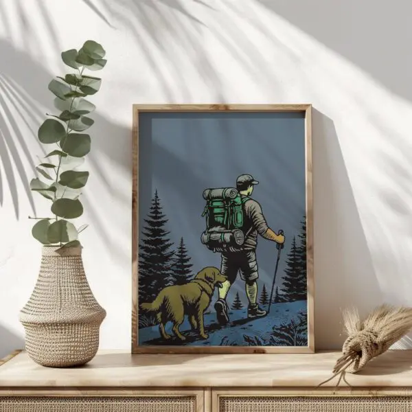 Wandbild Wandern mit Hund | Poster Artwork „Trail Companion" für Wanderfreunde – Bild 10