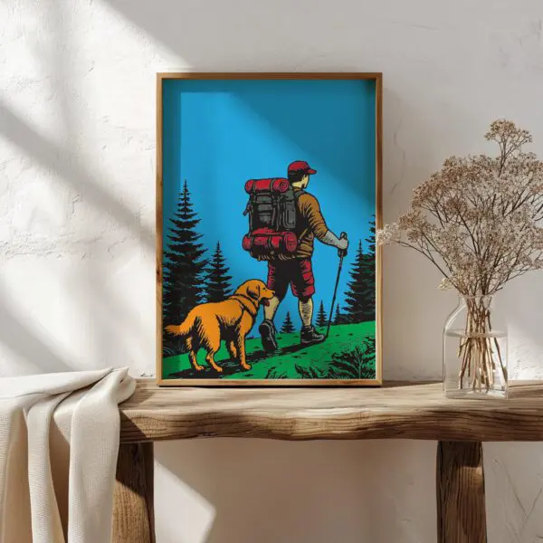 Wandbild Wandern mit Hund | Poster Artwork „Trail Companion" für Wanderfreunde – Bild 13