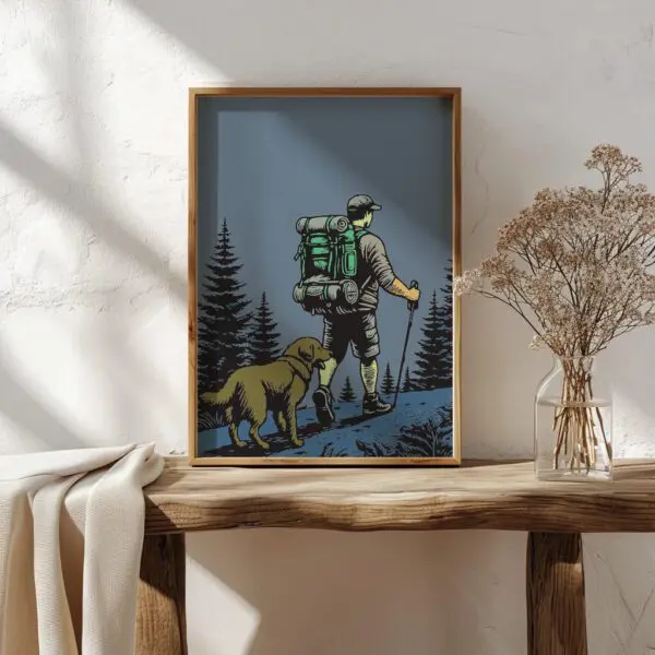 Wandbild Wandern mit Hund | Poster Artwork „Trail Companion" für Wanderfreunde – Bild 3