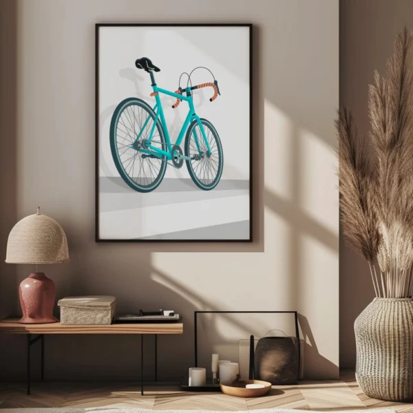 Modernes Rennrad Poster als stilvolles Wandbild – perfekte Fahrrad-Dekoration für Zuhause oder Büro, ideal als Fahrrad Geschenk für Radfahrer und Radsport-Liebhaber.