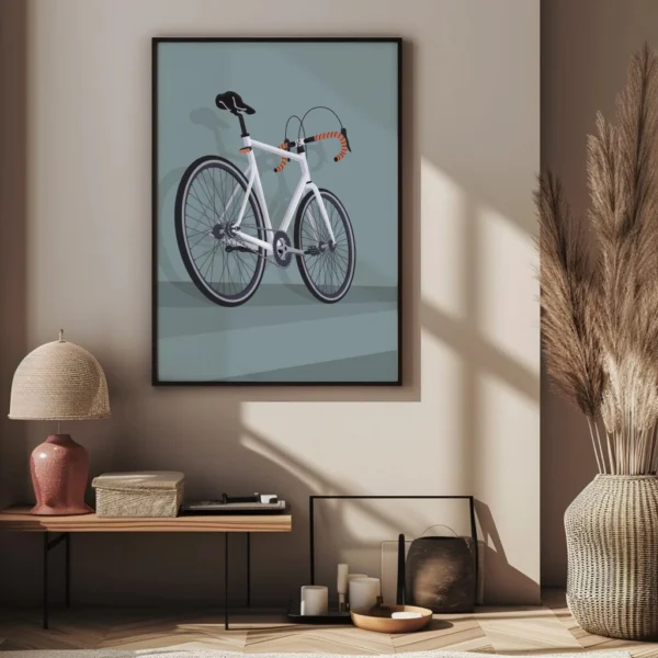 Modernes Rennrad Poster als stilvolles Wandbild – perfekte Fahrrad-Dekoration für Zuhause oder Büro, ideal als Fahrrad Geschenk für Radfahrer und Radsport-Liebhaber.