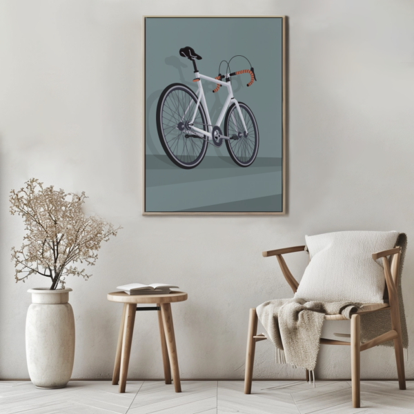 Modernes Rennrad Poster als stilvolles Wandbild – perfekte Fahrrad-Dekoration für Zuhause oder Büro, ideal als Fahrrad Geschenk für Radfahrer und Radsport-Liebhaber.