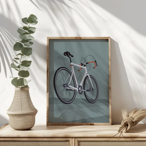 Modernes Rennrad Poster als stilvolles Wandbild – perfekte Fahrrad-Dekoration für Zuhause oder Büro, ideal als Fahrrad Geschenk für Radfahrer und Radsport-Liebhaber.