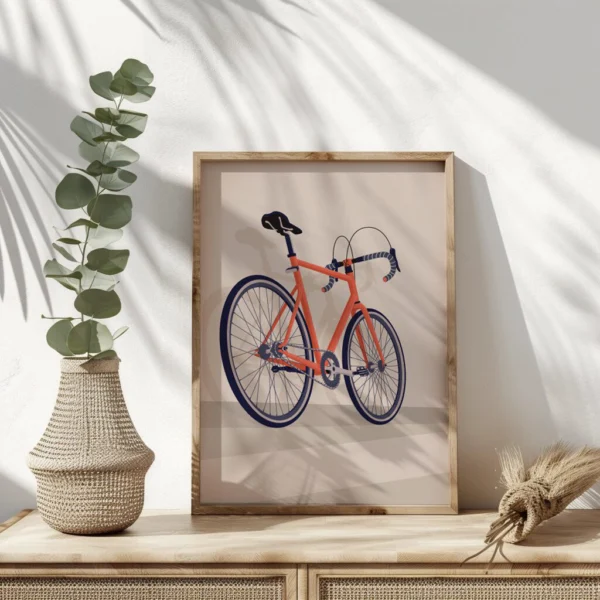 Modernes Rennrad Poster als stilvolles Wandbild – perfekte Fahrrad-Dekoration für Zuhause oder Büro, ideal als Fahrrad Geschenk für Radfahrer und Radsport-Liebhaber.