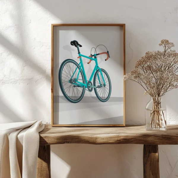 Modernes Rennrad Poster als stilvolles Wandbild – perfekte Fahrrad-Dekoration für Zuhause oder Büro, ideal als Fahrrad Geschenk für Radfahrer und Radsport-Liebhaber.