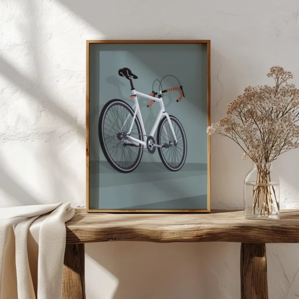 Modernes Rennrad Poster als stilvolles Wandbild – perfekte Fahrrad-Dekoration für Zuhause oder Büro, ideal als Fahrrad Geschenk für Radfahrer und Radsport-Liebhaber.