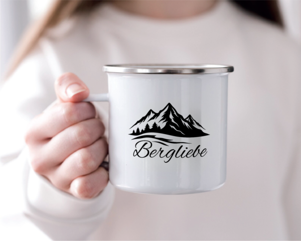 Emaille Tasse Wandern „Bergliebe“ – Bild 5