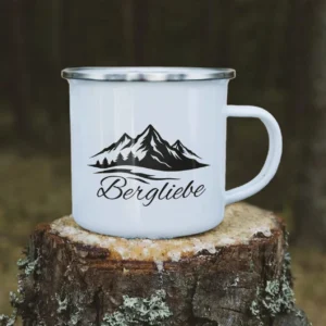 Emaille Tasse Wandern „Bergliebe“