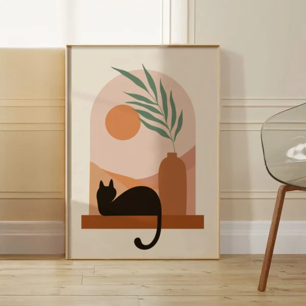 Boho Wandbild | Poster „Boho Cat“ | Wandbild Wandern