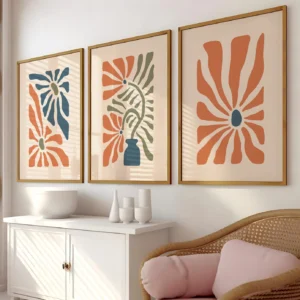 Wandbild Boho Stil I Boho Flowers – Dreiteiliges Set für natürliche Harmonie