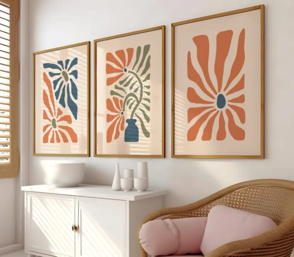 Wandbild Boho Stil I Boho Flowers – Dreiteiliges Set für natürliche Harmonie