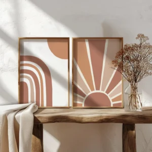 Wandbild "Rays & Rainbows" | Modern Boho Wandbild 2-teilig