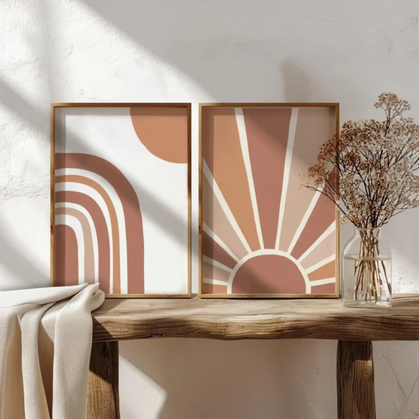 Wandbild "Rays & Rainbows" | Modern Boho Wandbild 2-teilig